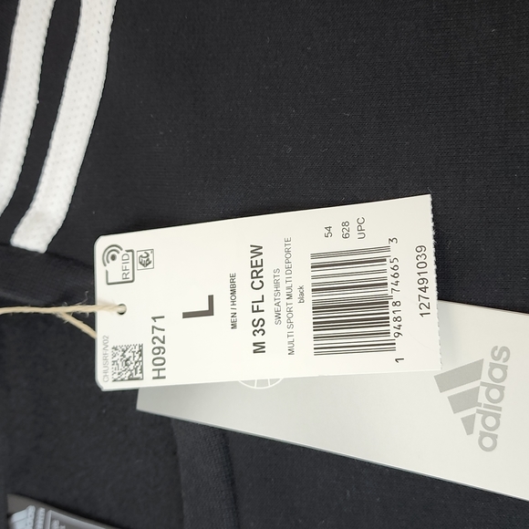 ADIDAS CREW NECK SWEATSHIRT BLACK - Picture 10 of 10